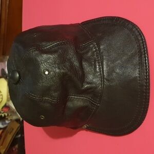 Vtg Bick Genuine Leather Baseball Cap sz Small